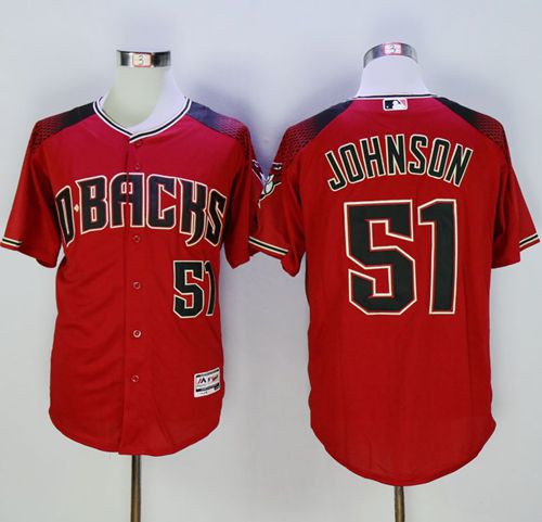 Diamondbacks #51 Randy Johnson Red/Brick New Cool Base Stitched MLB Jersey - Click Image to Close